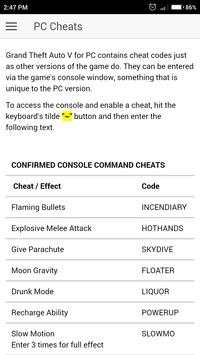 Cheat Codes for GTA 5 Games screenshot 3