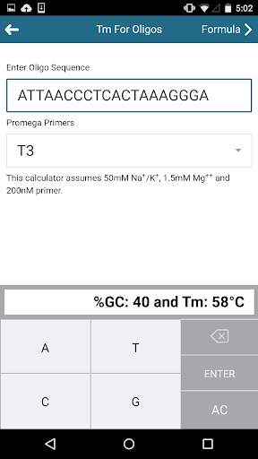 Promega Biomath Calculators screenshot 4