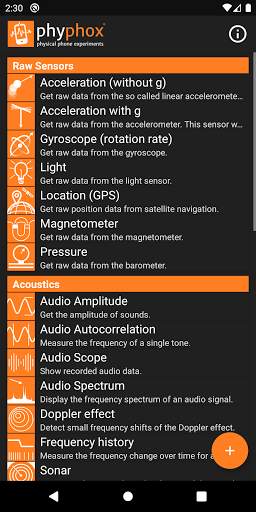 phyphox screenshot 1