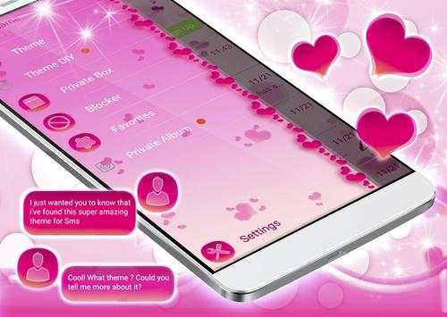 Cute Hearts SMS Theme screenshot 2