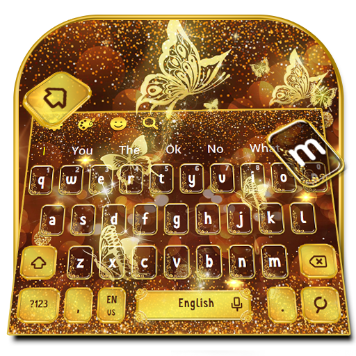 ikon Elegant Golden Butterfly Keyboard