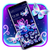 Tema de Glitter de néon borboleta Lotus icon