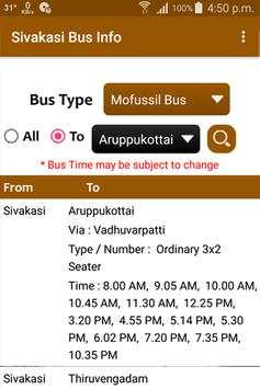 Sivakasi Bus Info screenshot 2