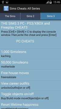 Cheats Sims All Series screenshot 3
