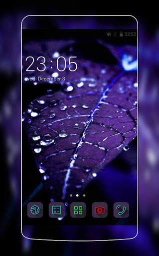 Tema Tetesan Air Dedaunan Biru screenshot 1