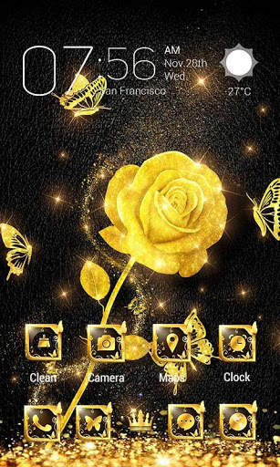 Golden Rose Parallax Go Launcher Theme screenshot 2
