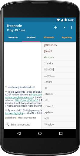 AndroIRC screenshot 2