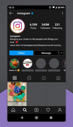 Dark Mode Switch - Night mode Activator, Instagram screenshot 1