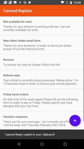 Canned Replies скриншот 1