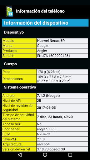Información del telefóno (Phone information) screenshot 1