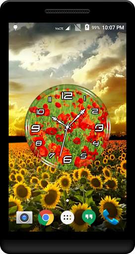 Red Poppy Clock Live Wallpaper screenshot 3