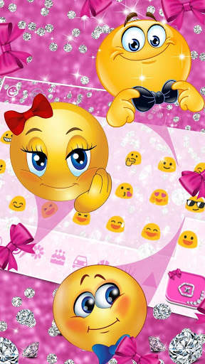 Glossy Shine Pink Bow Diamond Keyboard Theme screenshot 2