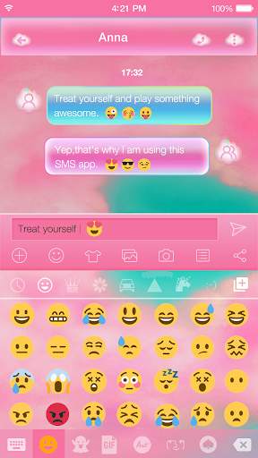 Pink Cloud Emoji Keyboard Skin स्क्रीनशॉट 2