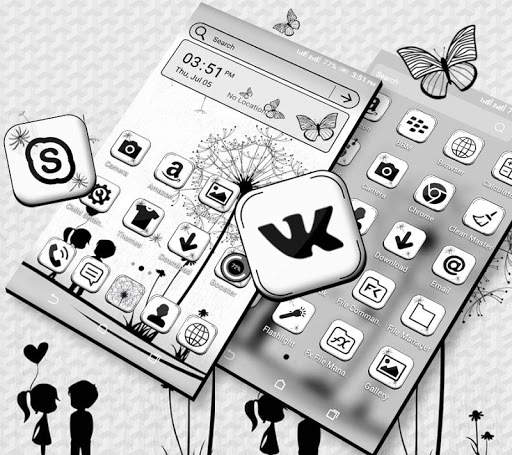 Black And White Launcher Theme screenshot 3