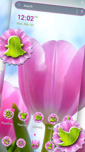 Pink Tulips Flowers Launcher Theme screenshot 1