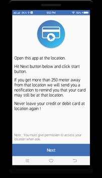 Credit/Debit Card Reminder App screenshot 1