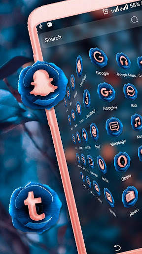 Blue Pink Rose Launcher Theme screenshot 3