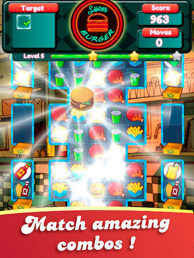 Crush The Burger Match 3 Game screenshot 1