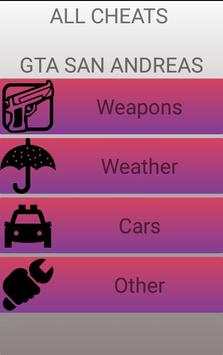 Cheats for GTA SA screenshot 1