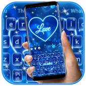 Neon Blue Love Heart Keyboard Theme 10001001