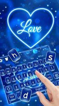 Neon Blue Love Heart Keyboard Theme screenshot 2