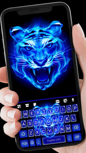 Fire Blue Tiger 키보드 백그라운드 screenshot 1