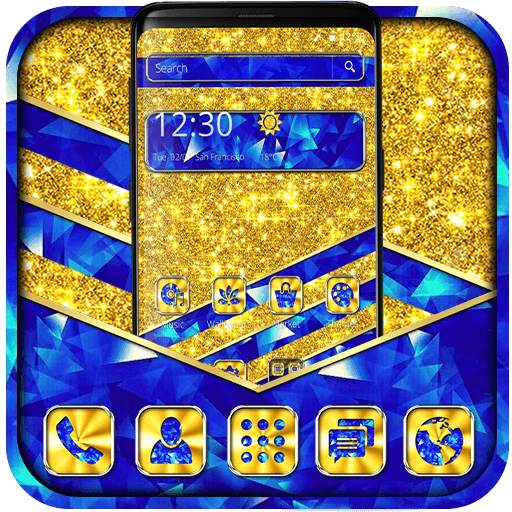 Cobalt & Gold Glitter Launcher Theme 1.1.3