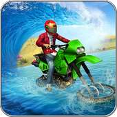 Beach Water Surfer Motorcycle Racing logo