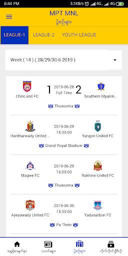 MPT MNL - Myanmar National League Official App screenshot 3