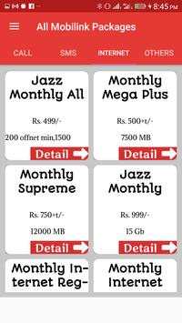 All Internet call, sms Packages 2019 screenshot 5