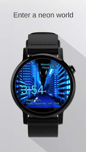 Watch Face Neon City Wallpaper- Wear OS Smartwatch screenshot 1