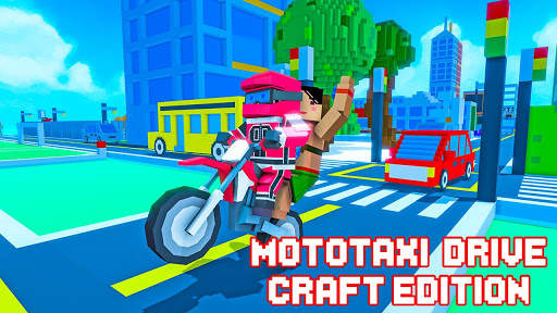 Moto Bike Taxi Drive: Craft Edition screenshot 1