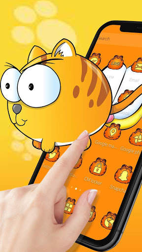 Orange Cartoon Cute Lazy Cat Theme screenshot 3