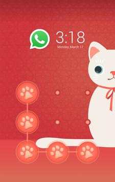 AppLock Theme- White Cat screenshot 1