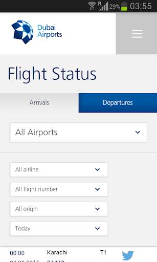 Dubai status de voo (DXB) screenshot 1