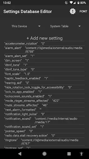 SetEdit (Settings Database Editor) screenshot 1