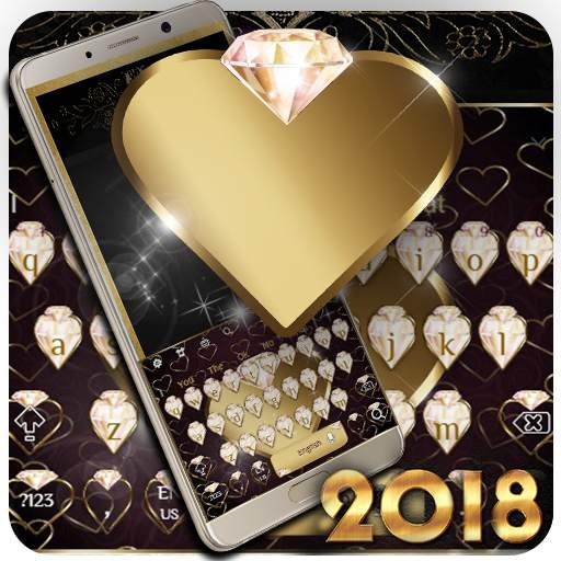 Luxury Gold Heart Diamond Keyboard 10001002