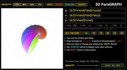 3D Parametric Grapher screenshot 2