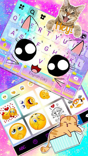 Cute Galaxy Cat Keyboard Background screenshot 3