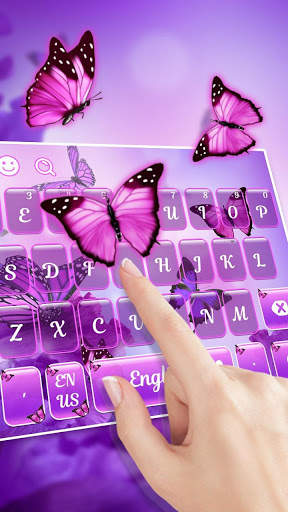 Purple Pink Butterfly Keyboard screenshot 2