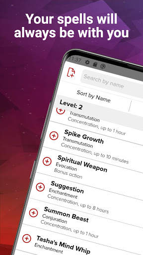 Spells List D&D 5th Edition screenshot 1