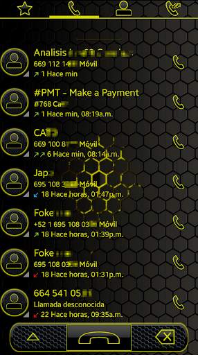 THEME SWIPE DIALER DARK SPACE YELLOW screenshot 3