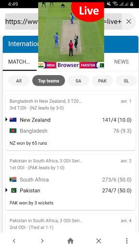 live cricket tv Browser: Cricket tv live unblock screenshot 2