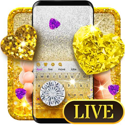 3D Gold Glitter Keyboard 10003