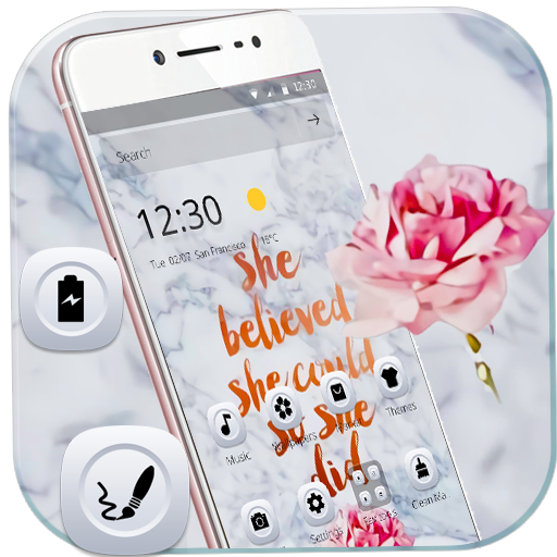 White Marble Neon Words Theme icon