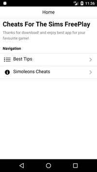 Cheats For The Sims FreePlay screenshot 1