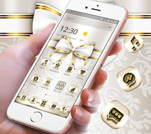 Extravagant Platinum Gold Bowknot Theme screenshot 4