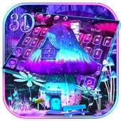 3D Neon Mushroom Keyboard Theme 10001006
