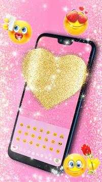 Pink Gold Glitter Heart Keyboard screenshot 3