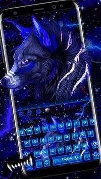 Neon Galaxy Wolf Keyboard Theme screenshot 1